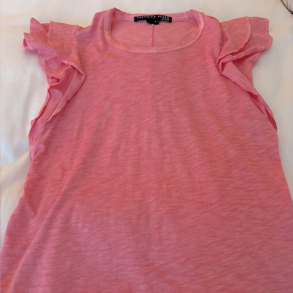 Veronica Beard Pink Flutter Sleeve Top